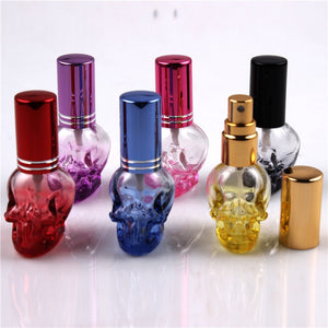 8ml Personality Skull Shape Refillable Portable Empty Glass Perfume Bottle  Travel Mini Parfum Spray Bottles Free Shipping