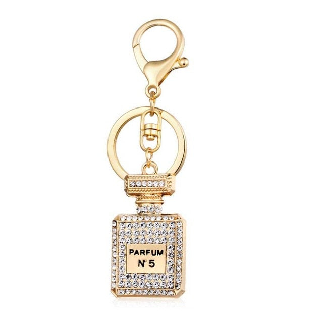 PARFUM N5 KeyChain High quality 3 color full rhinestone perfume bottle key  chain woman bag hanging ornaments