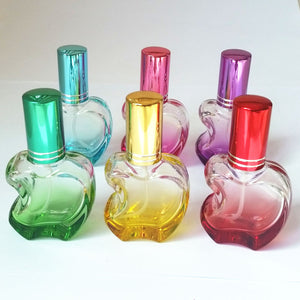 1PC 12ml Colorful Apple Shaped Empty Glass Perfume Bottle Small Sample Portable Parfume Refillable Scent Sprayer Bottle